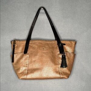 Cole Haan zip top bag/tote bronze